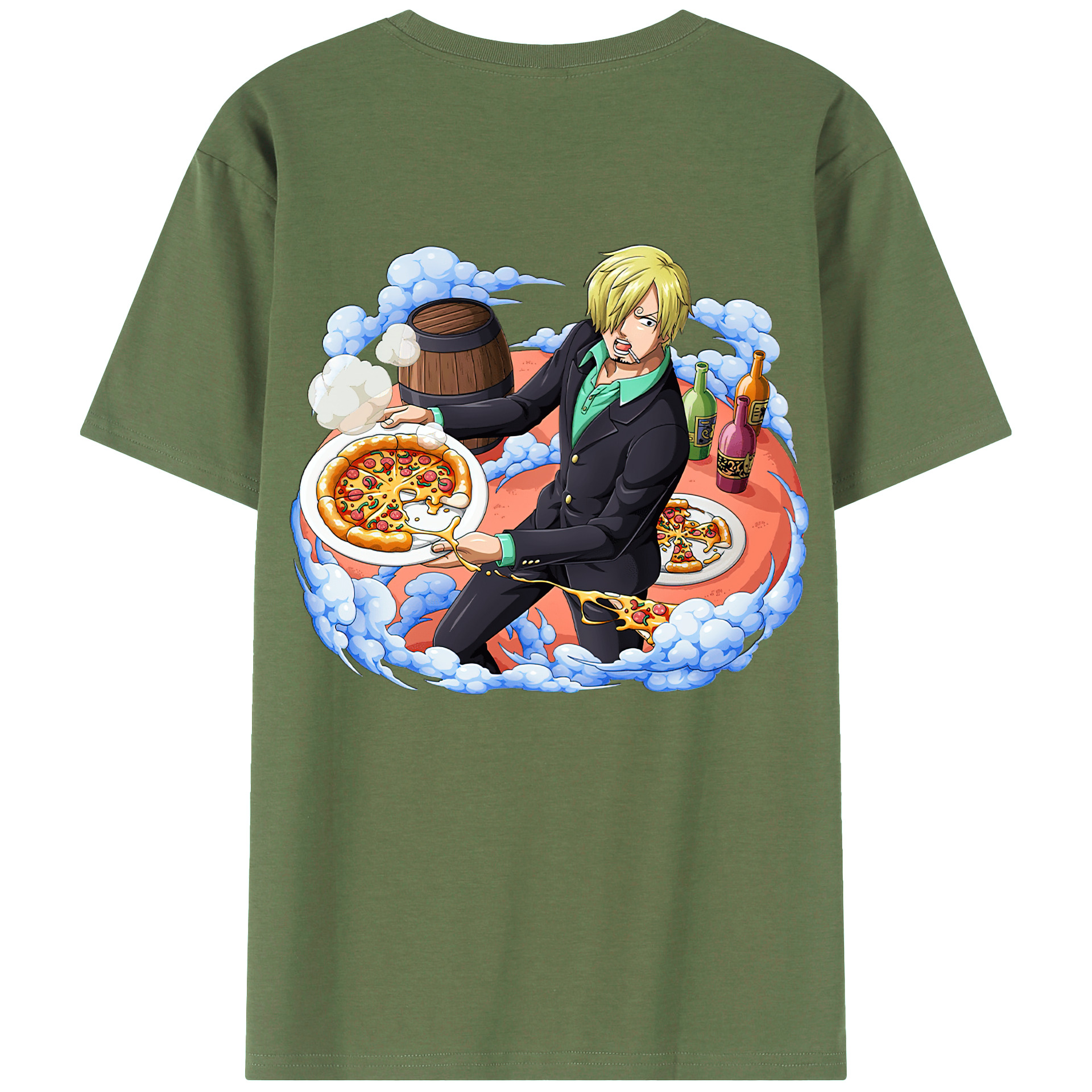 （画像用） ワンピース サンジ ONE PIECE Sanji 綿100％ メンズ半袖Tシャツ（バックプリント） 通気性